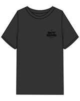 The Womens Heavyweight Tee - Washed Black - New Mom School - Left Chest Stacked & Full Back - Black