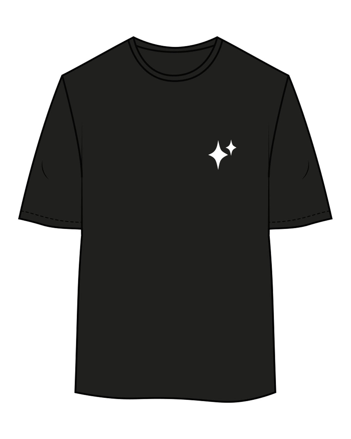 The Womens Oversized Tee - Black - New Mom School - Left Chest Stacked & Back Center - White