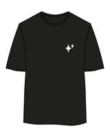 The Womens Oversized Tee - Black - New Mom School - Left Chest Stacked & Back Center - White
