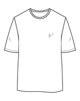 The Womens Oversized Tee - White - New Mom School - Left Chest Stacked & Full Back - Light Gray