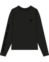 The Womens Oversized Long Sleeve - Black - New Mom School - Right Arm Sleeve & Left Chest - Diamond - Black