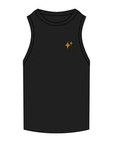 The Ribbed Full Length Tank - Black - New Mom School - Left Chest - Diamond - Embroidered - Gold