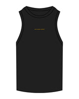 The Ribbed Full Length Tank - Black - New Mom School - Center Chest Text - Embroidered - Gold