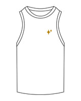 The Ribbed Full Length Tank - White - New Mom School - Left Chest - Diamond- Embroidered - Gold