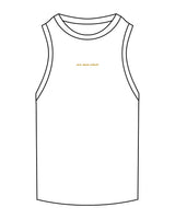 The Ribbed Full Length Tank - White - New Mom School - Center Chest - Text - Embroidered - Gold