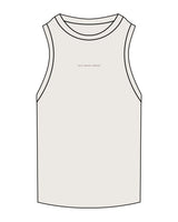 The Ribbed Full Length Tank - Bone - New Mom School - Center Chest - Text - Embroidered - Tone on Tone