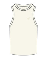 The Ribbed Full Length Tank - Off White - New Mom School - Center Chest - Diamond- Embroidered - Tone on Tone