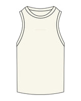 The Ribbed Full Length Tank - Off White - New Mom School - Center Chest - Text - Embroidered - Tone on Tone