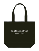 The Tote Bag - Black - Pilates Method/Barre Noir - Center Body Stacked - Printed - White