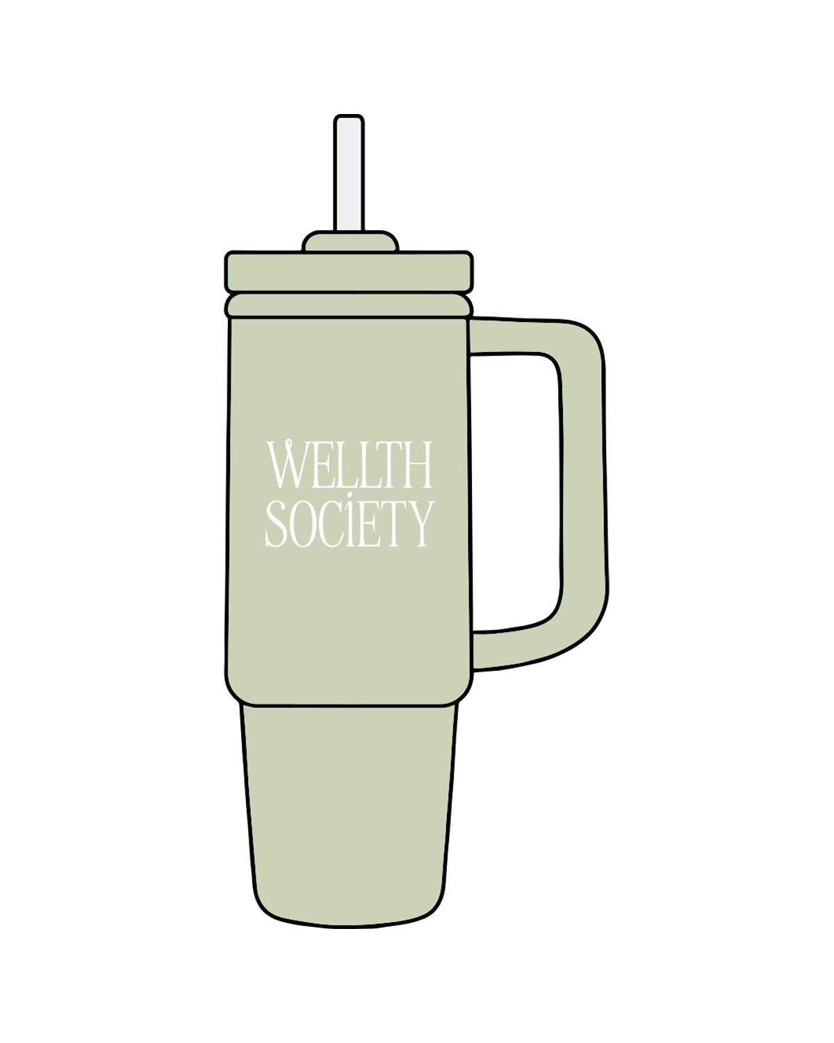 The Tumbler Cup - Pistachio - Wellth Society - Center - Printed - White