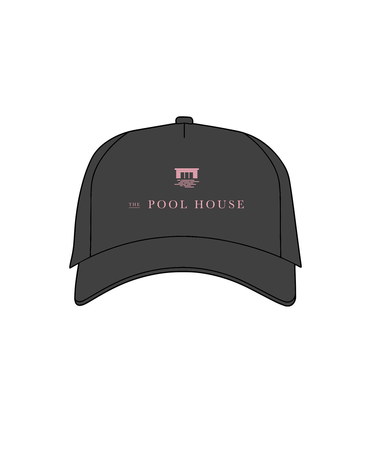 The 5 Panel Trucker Hat - Charcoal - Clique Hospitality - Center Chest Stacked - Light Pink