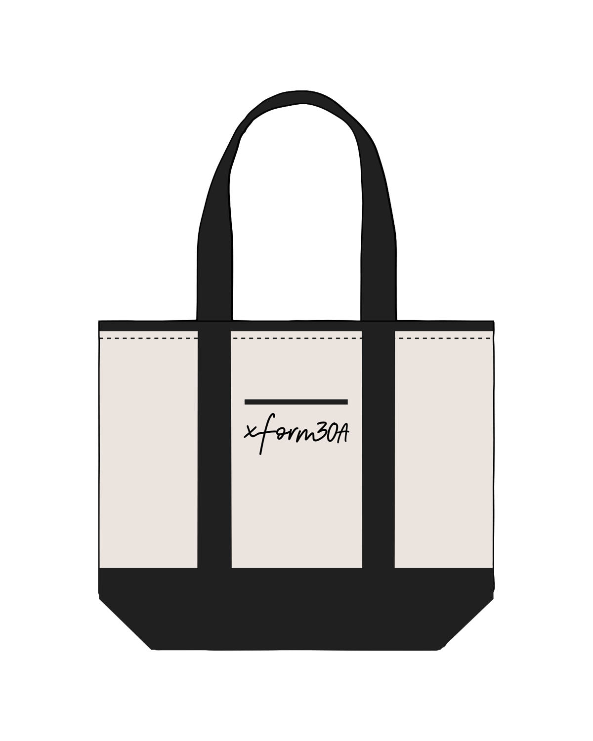 The Contrast Tote Bag - Natural / Black - xform30 - Center - Printed - Black