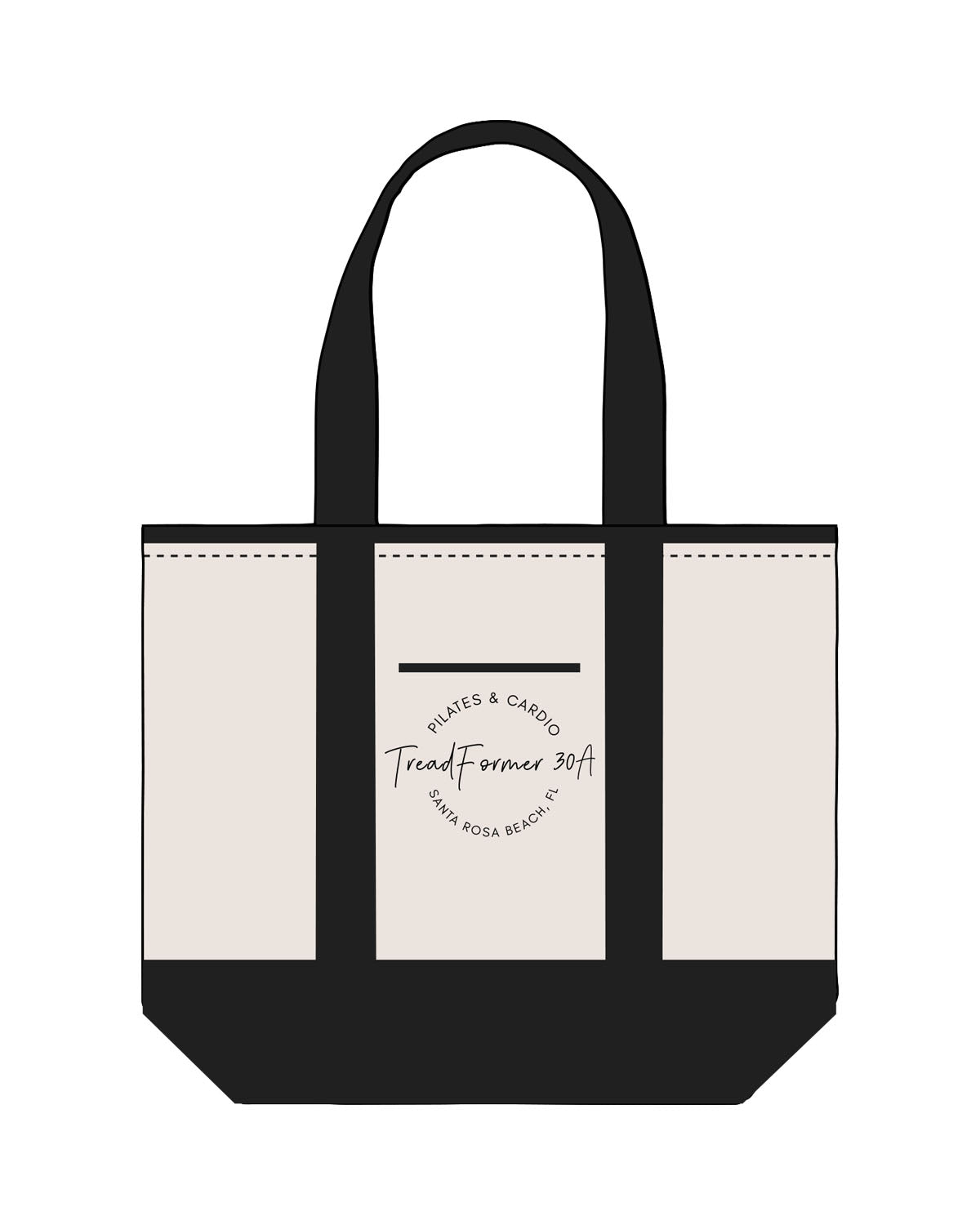 The Contrast Tote Bag - Natural / Black - treadformer30A - Center - Printed - Black