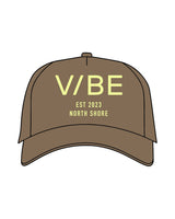 The Foam Trucker - Walnut - The Vibe - Center Crown Stacked - "2023" Printed - Neon Yellow