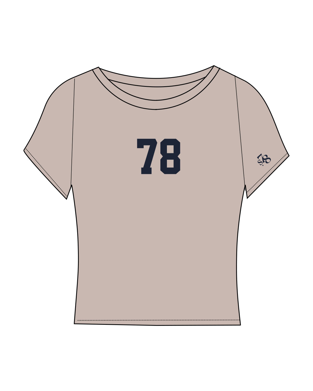 The Sporty Crop Short Sleeve - Light Brown - Studio78 - Center Chest - Left Sleeve - Printed - Navy