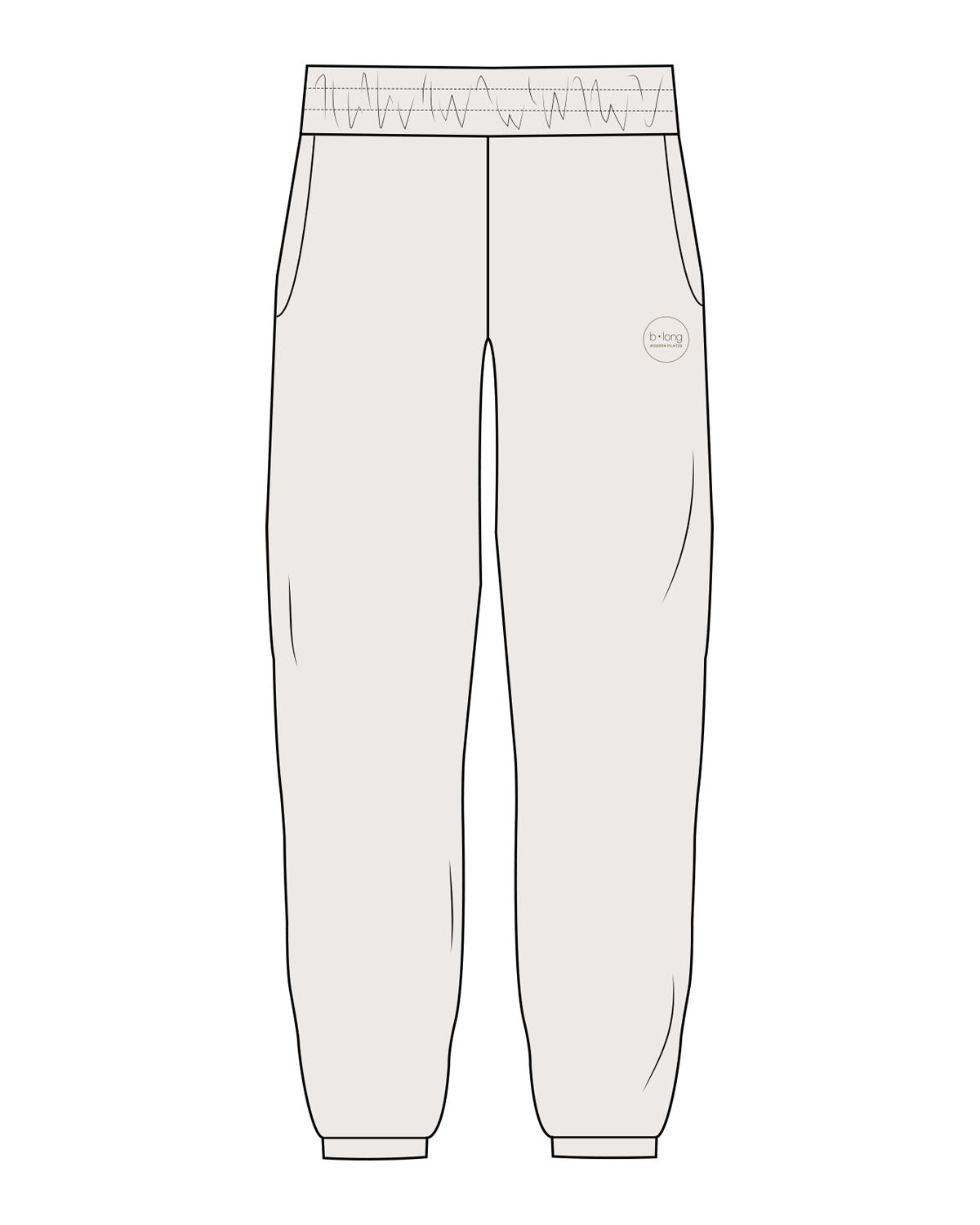 The Womens Sweatpants - Bone - B Long Pilates - Left Leg Near Pocket - Embroidered - Brown