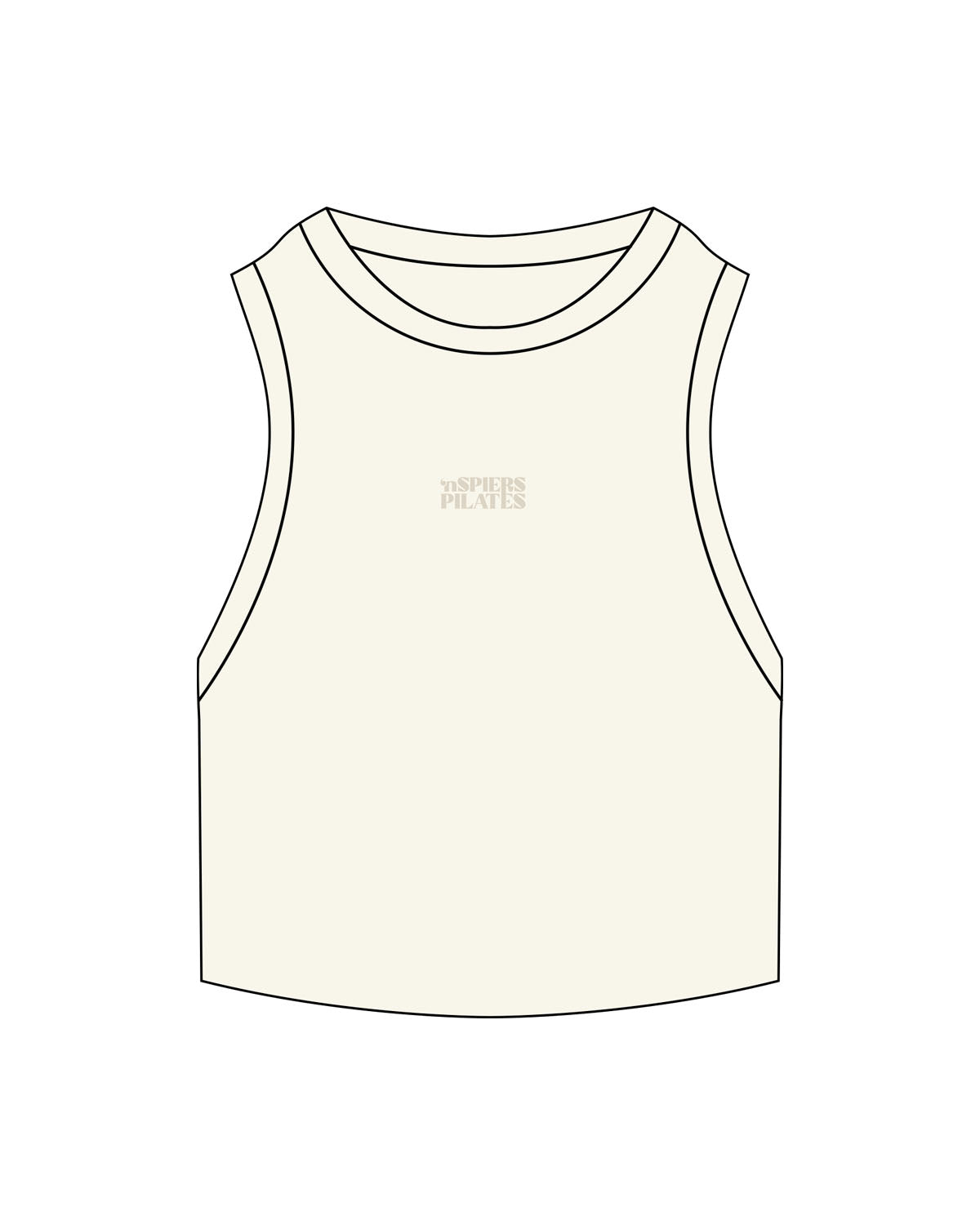 The Ribbed Crop Tank - Off White - NSpiers - Center Chest Stacked - Embroidered - Tone on Tone