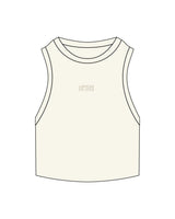 The Ribbed Crop Tank - Off White - NSpiers - Center Chest Stacked - Embroidered - Tone on Tone