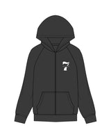 The Womens Zip Hoodie - Washed Black - STUDIO 7 - Left Chest - Printed - White