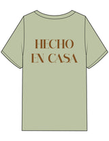 The Mens Heavyweight Tee - Pistachio - Aura Gardens - Left Chest Stacked & Back Stacked - Printed - Rust