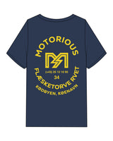 The Mens Tee - Navy - Motorious - Left Chest Stacked - Full Back - Printed - Yellow