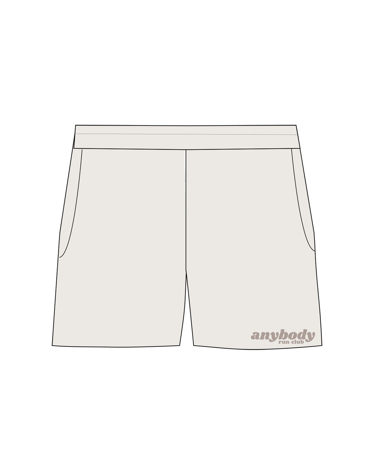 The Womens Sweat Shorts - Bone - Anybody Run Club - Left Bottom - Embroidered - Tone on Tone