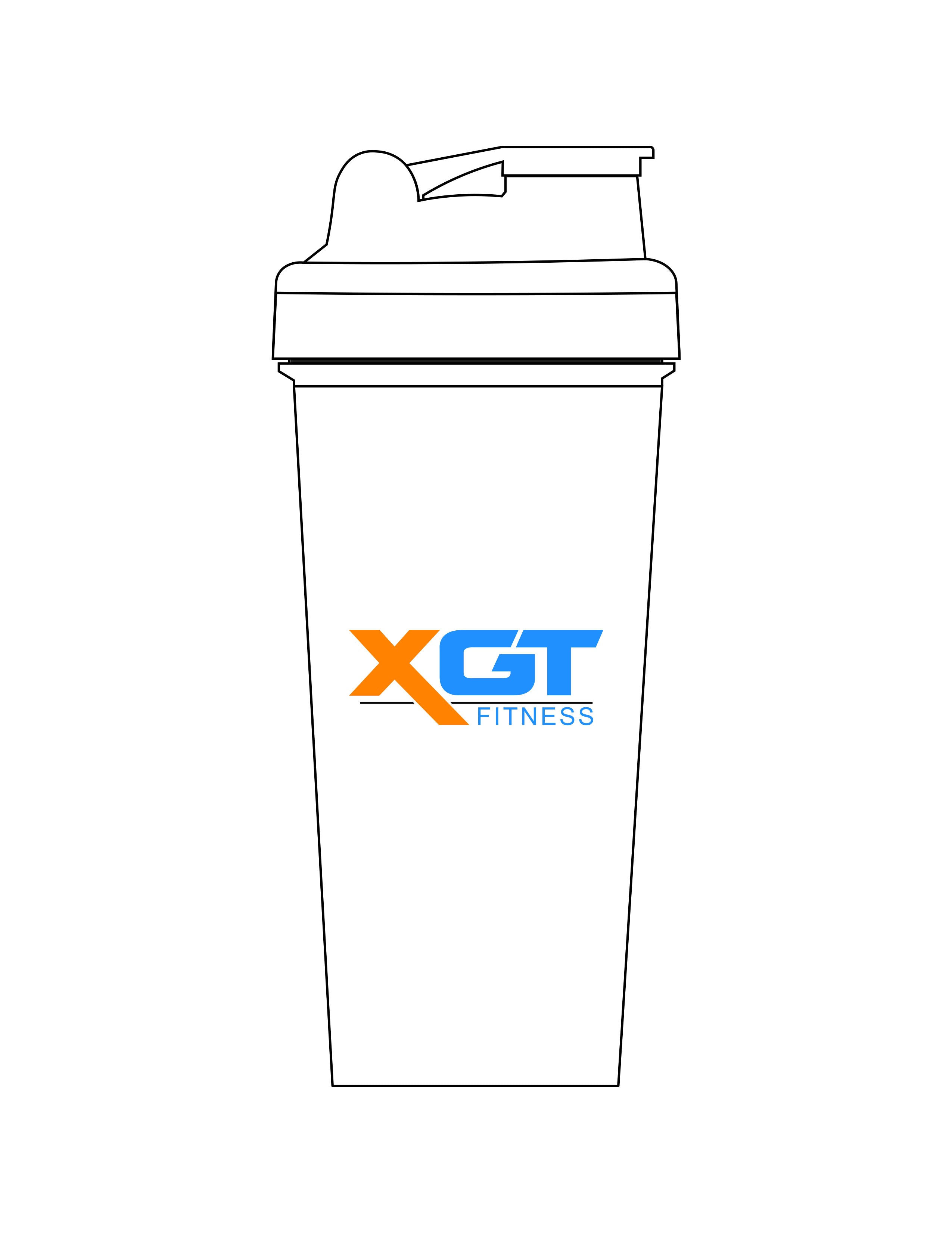 The Shaker Bottle - Clear - XGT Fitness - Center Body Stacked - Printed-  Full Color
