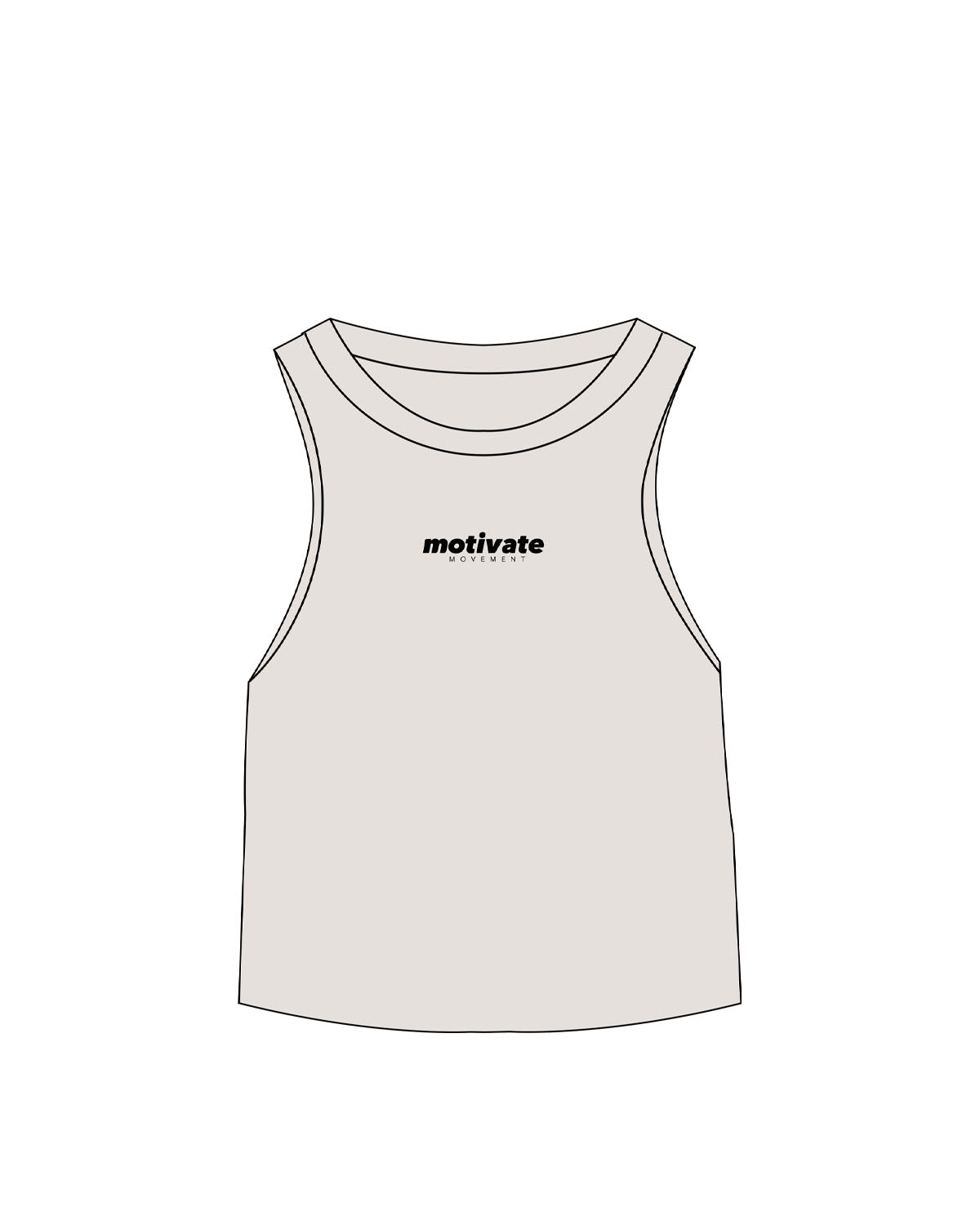 The Micro Rib Basic Crop Tank - Natural - Motivate Movement - Center Chest Stacked - Printed - Black