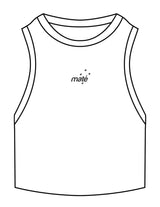 The Ribbed Crop Tank - White - Training Mate - Center Chest - EMB - Blue - Charcoal