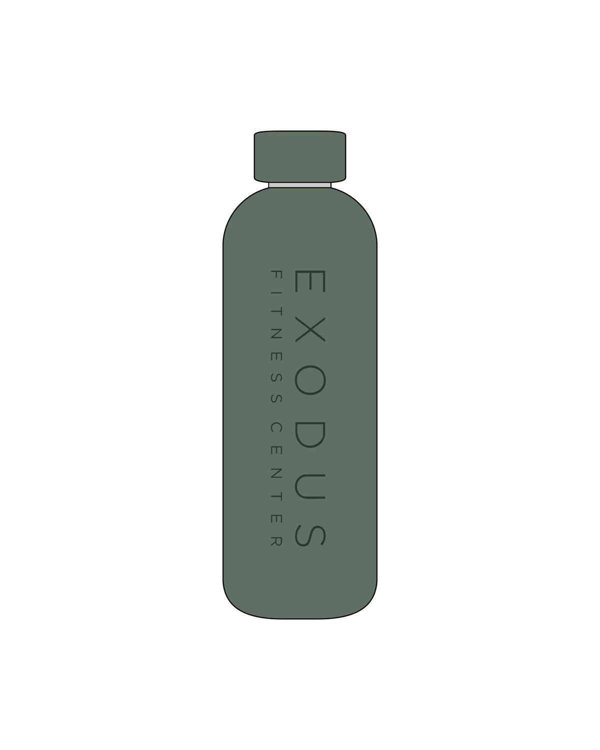 The Water Bottle - Forest - Exodus Fitness - Center Body - Printed - Tone on Tone
