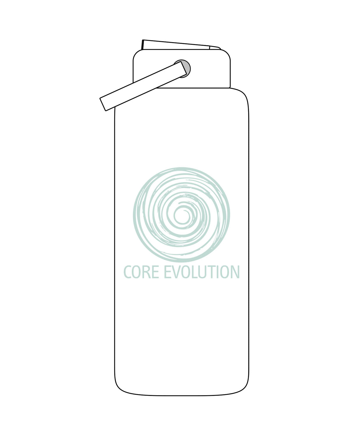 The Wide Mouth Water Bottle - White - Core Evolution - Center Body - Teal