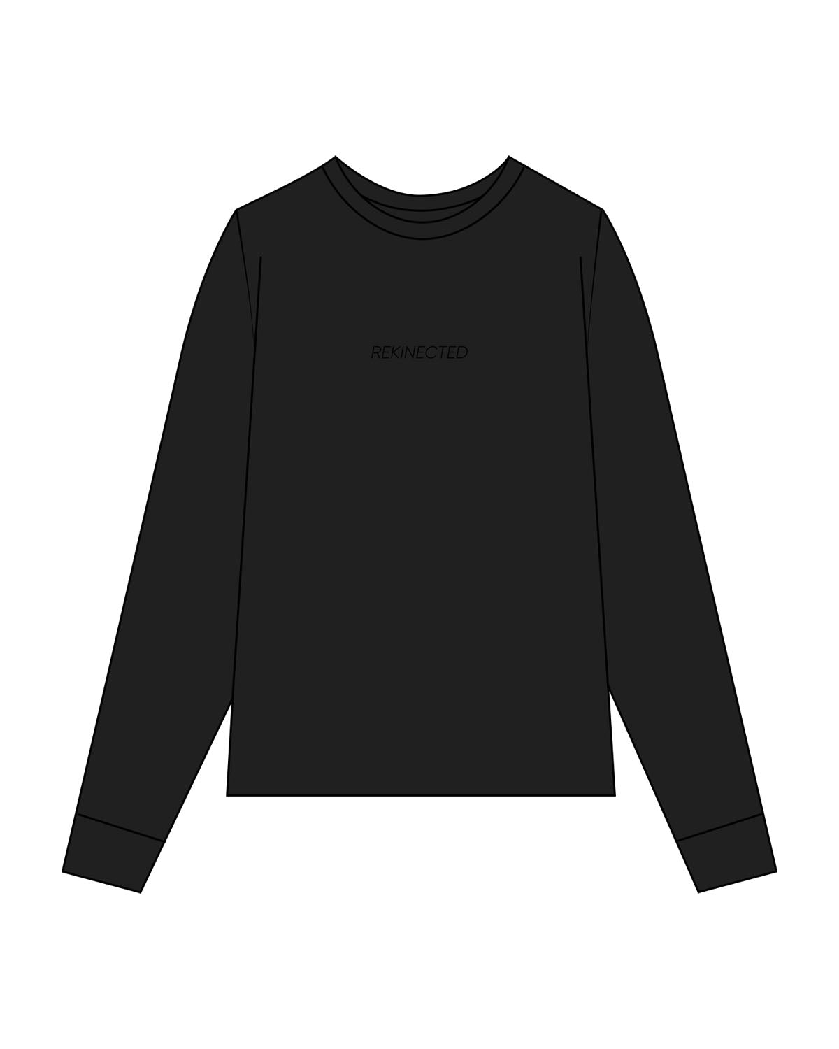The Unisex Midweight Long Sleeve - Black - REKINECTED - Center Chest - Printed - Tone on Tone