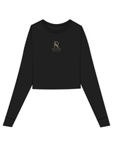 The Micro Rib Crop Long Sleeve - Black - Reform Athletica - Center Chest Stacked - Full Color