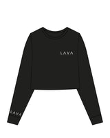 The Crop Long Sleeve - Black - Lava - Left Chest & Right Cuff - White