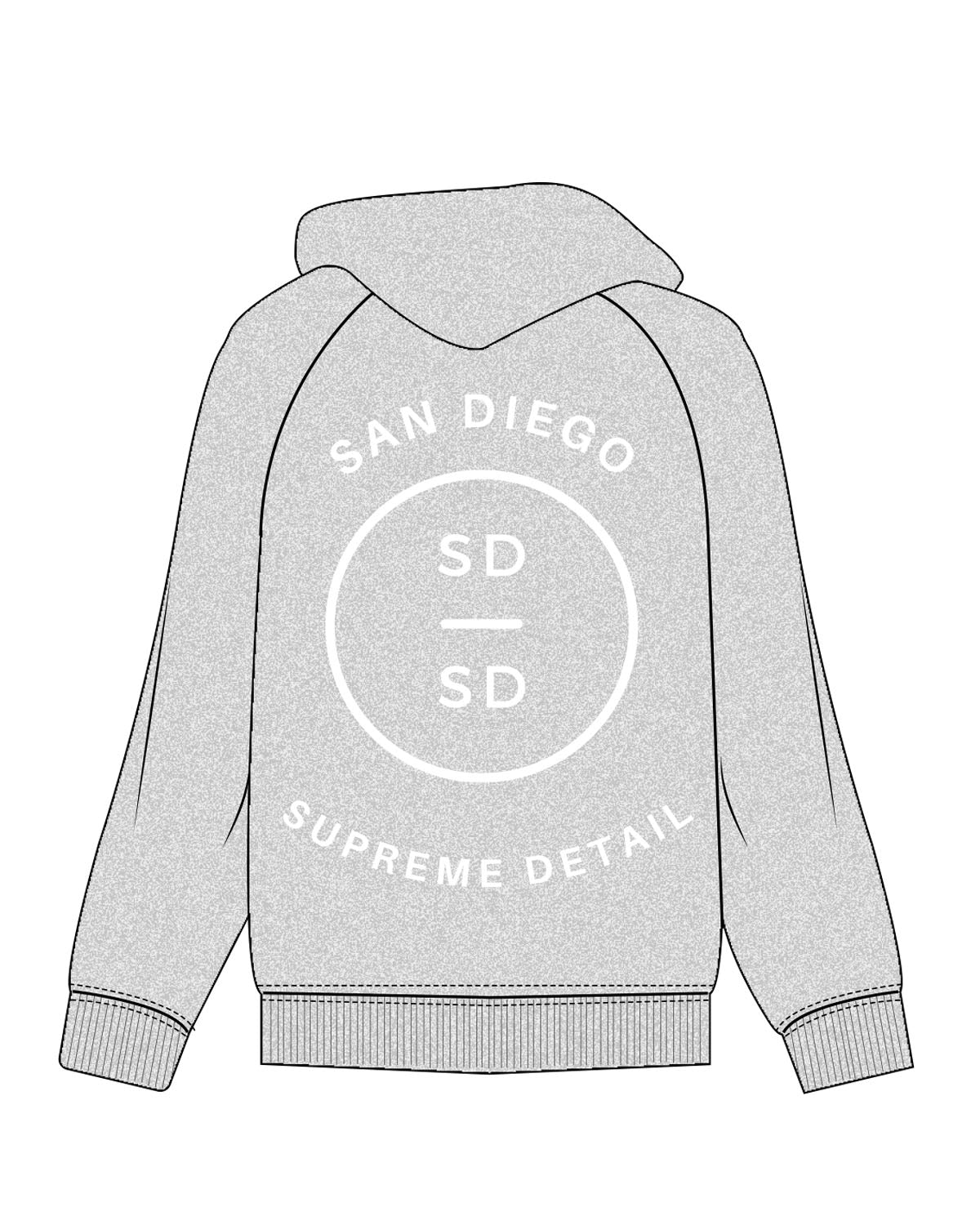 The Classic Hoodie - Heather - San Diego - Left Chest & Back Center Stacked - White