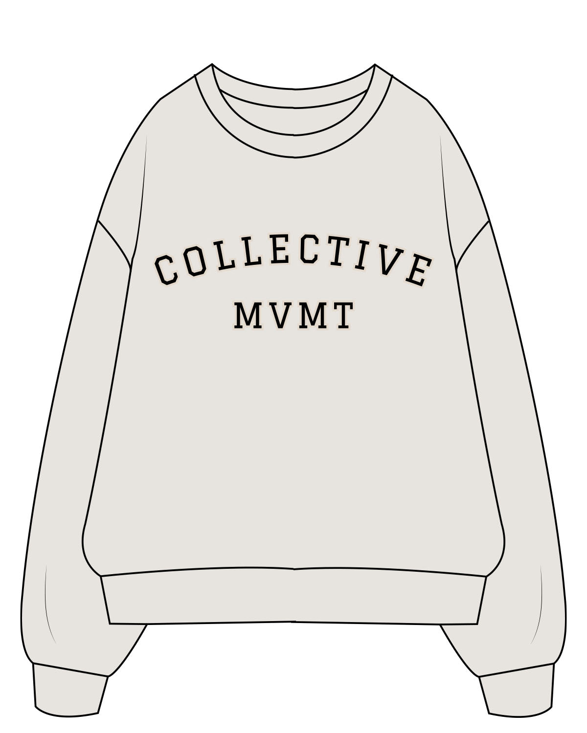 The Mens Crewneck - Washed Bone - Collective Movement - Center Chest Stacked - Full Color