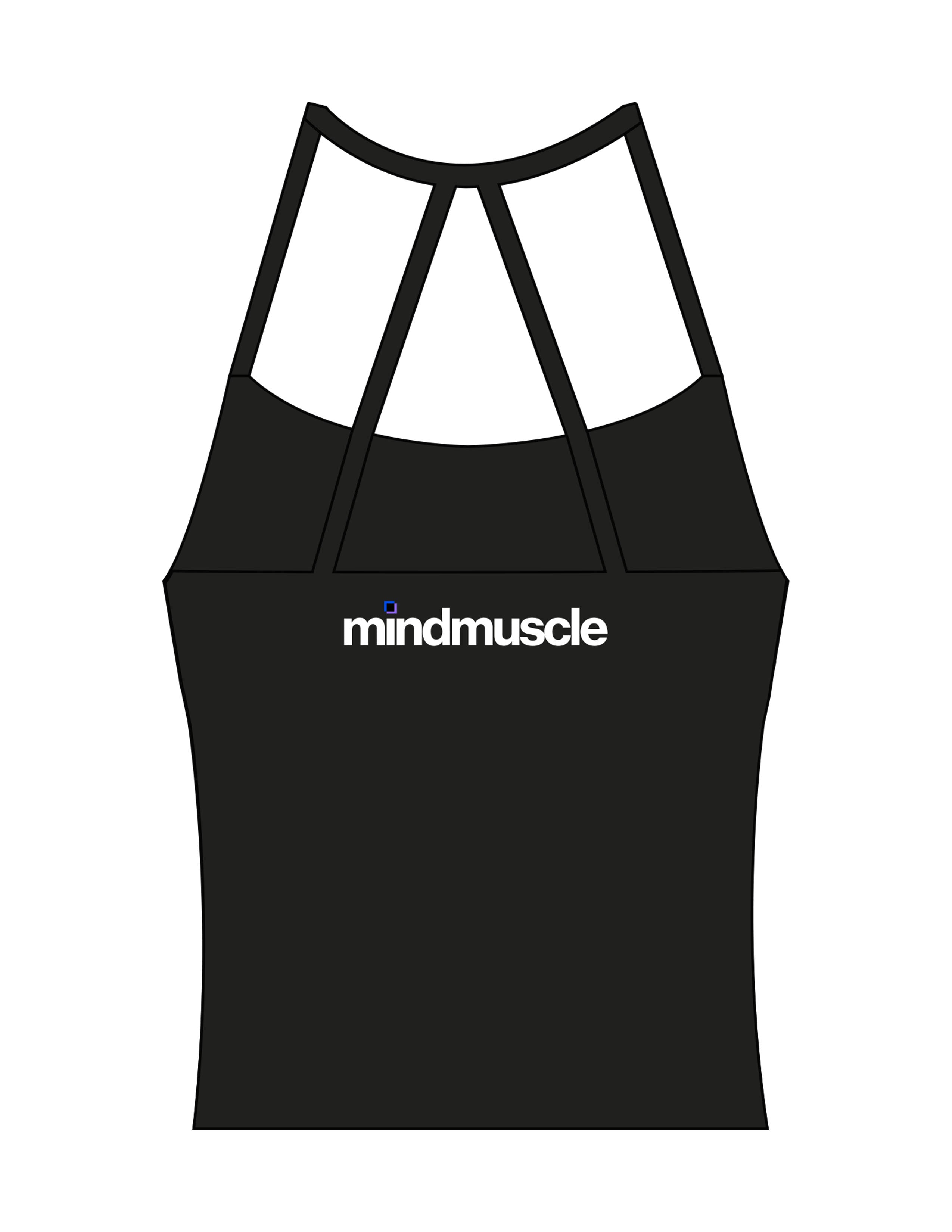 The Womens Sporty Tank - Black - Mind Muscle - Center Back - Printed - Full Color