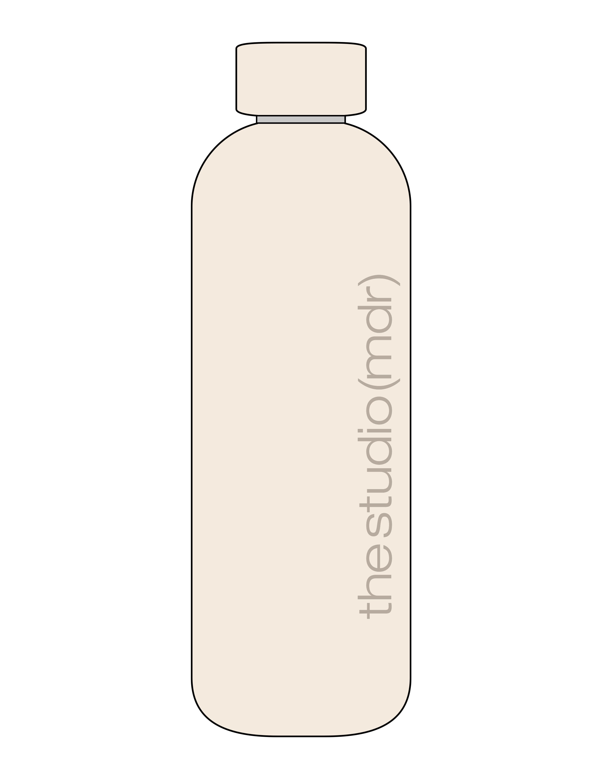 The Water Bottle - Off White - The Studio MDR - Vertical Logo - Printed - Tone on Tone