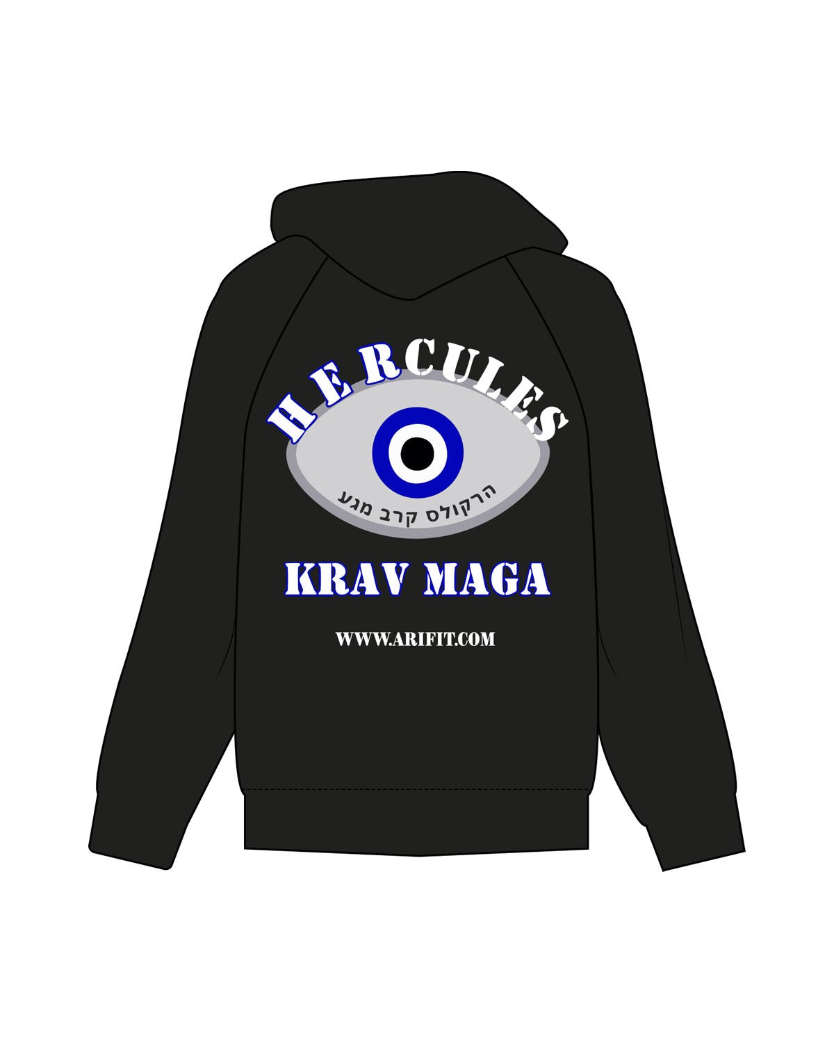 The Womens Hoodie - Black - Hercules - Center Chest & Back Stacked - Printed - Full Color