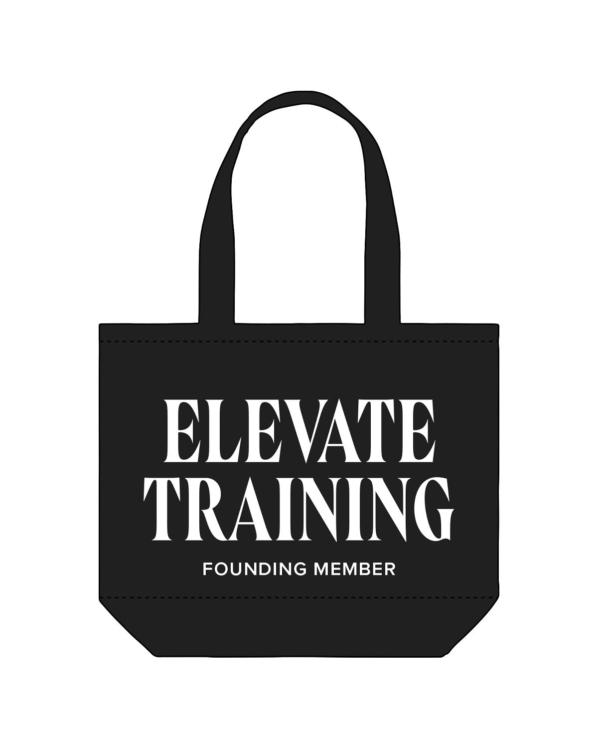The Tote Bag - Black - Elevate - Full Center Stacked - Founding Member - White