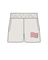 The Mens Sweat Shorts - Washed Bone - Renew - Bottom Left Leg Stacked - Red