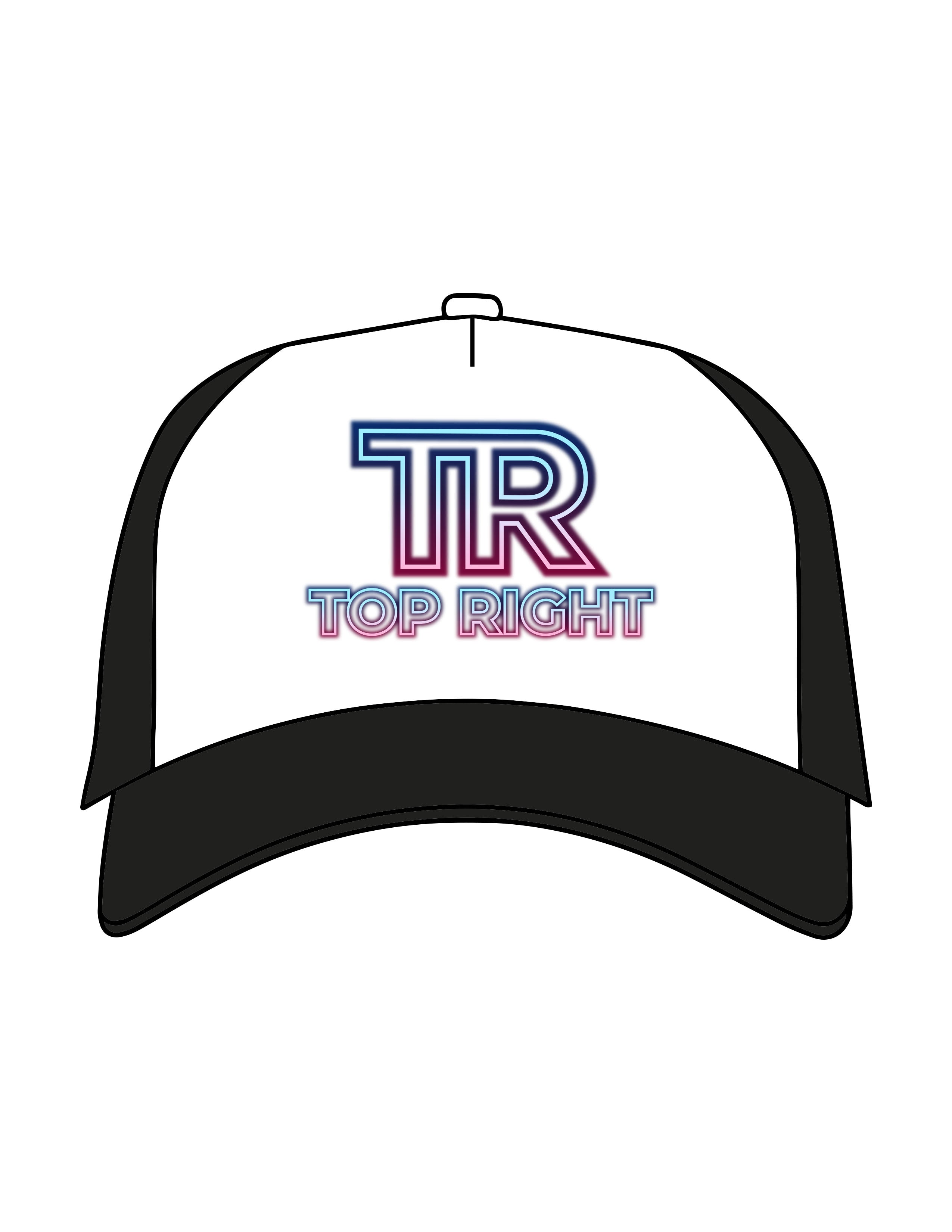 The Foam Trucker - White / Black - Top Right Collectibles - Center Crown Stacked - Printed - Full Color