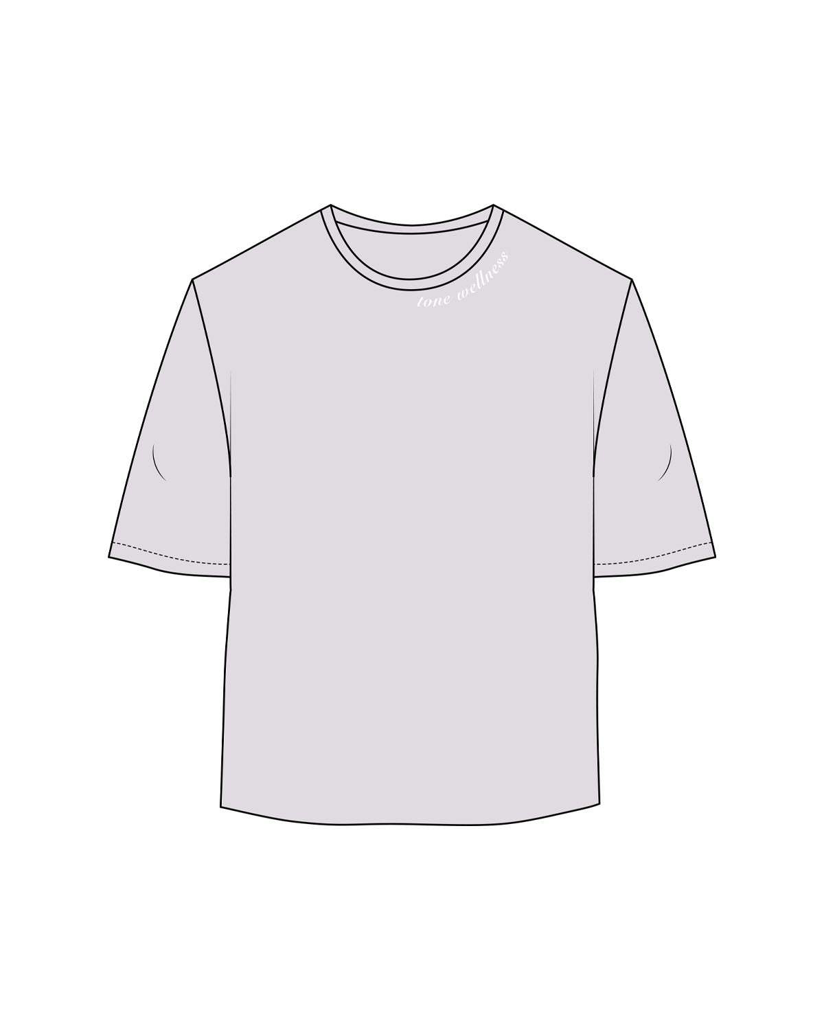 The Oversized Crop Tee - Orchid - Tone Wellness Studio - Front Neckline - Embroidered - White