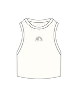 The Ribbed Crop Tank - Off White - Village Yoga - Center Chest Icon - Embroidered - Black