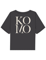 The Boxy Crop Tee - Charcoal - Komo Studio - Left Chest & Back Stacked - Printed - Off White