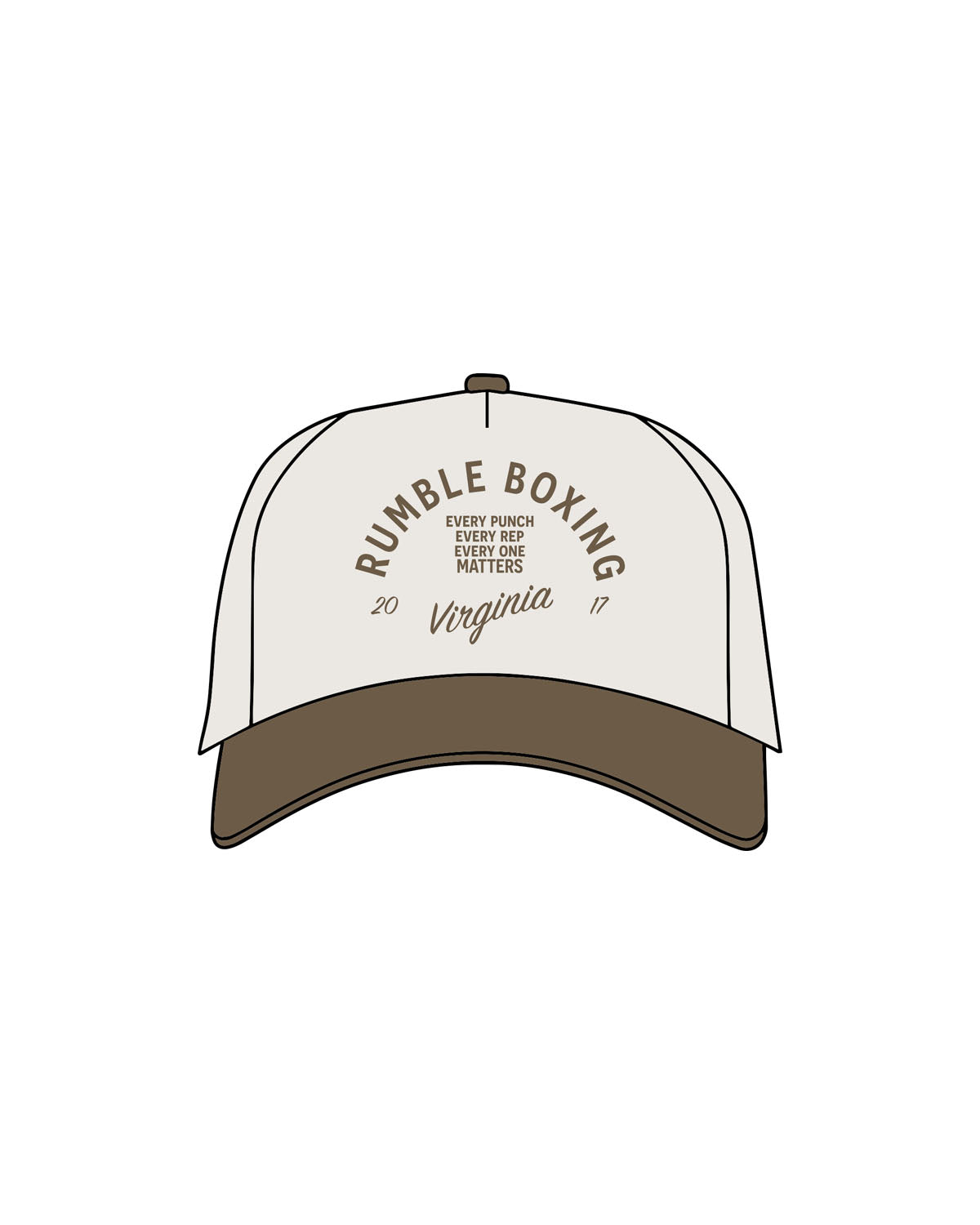 The Canvas Cap - Natural / Walnut - Rumble - Center Crown Stacked "Virginia" - Embroidered - Walnut