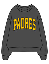 The Womens Crewneck - Washed Black - Beverly Hills - Center Chest "PADRES" - Printed - Full Color