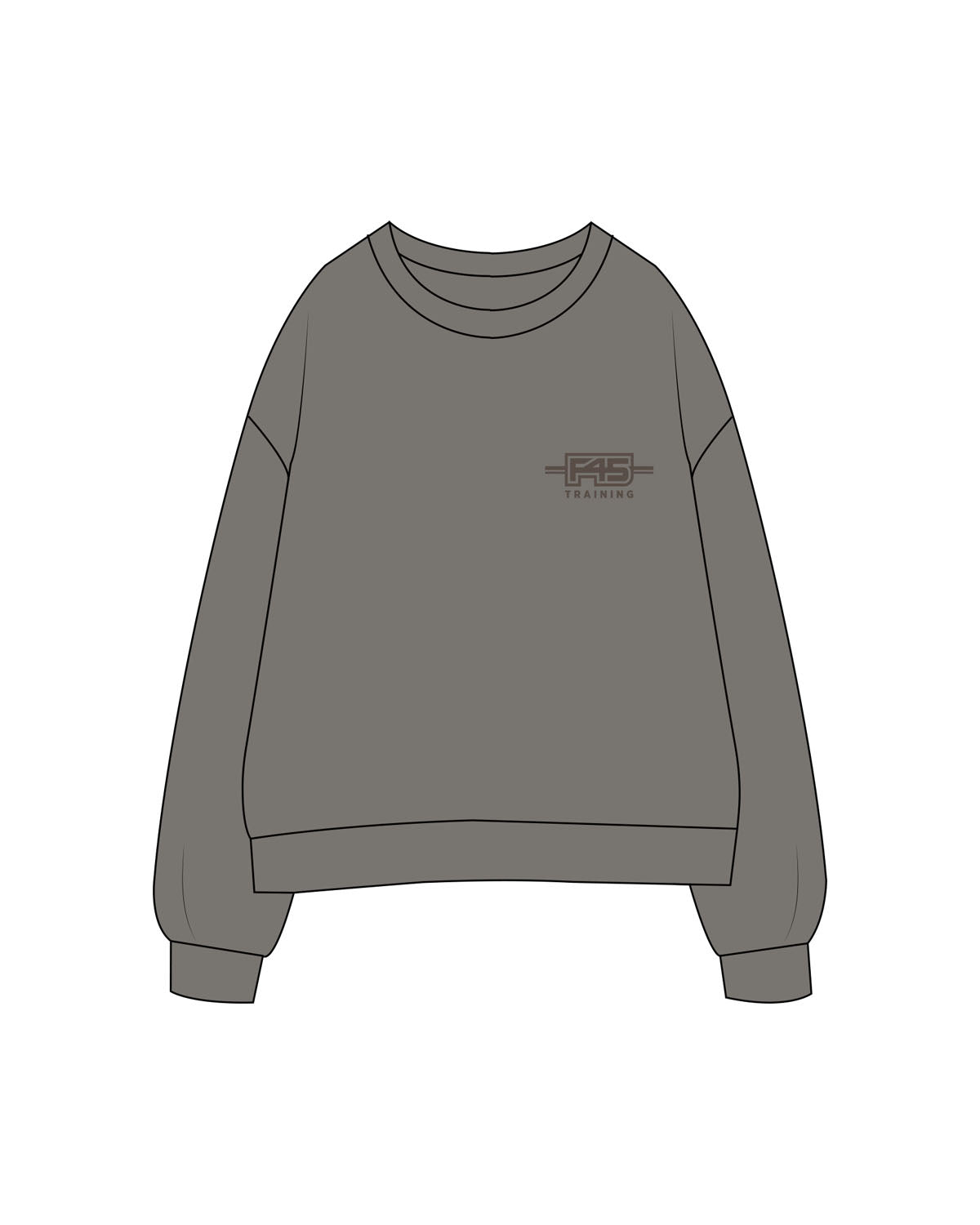 The Mens Crewneck - Washed Gray - F45 Novato - Left Chest Stacked - Printed - Tone on Tone