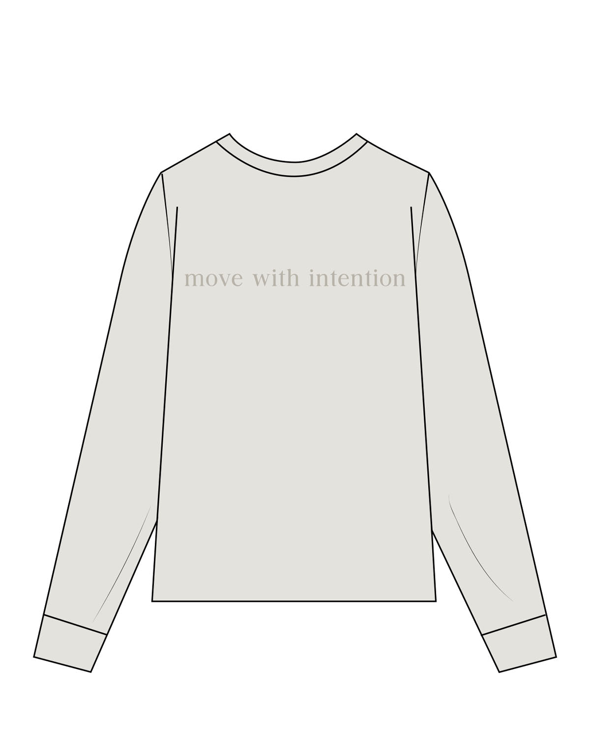The Womens Heavyweight Long Sleeve - Washed Bone - Mantra - Left Chest & Center Back - Printed - Tone on Tone