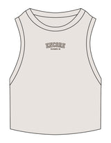 The Ribbed Crop Tank - Off White - enCore Pilates - Center Chest Stacked - Embroidered - Taupe